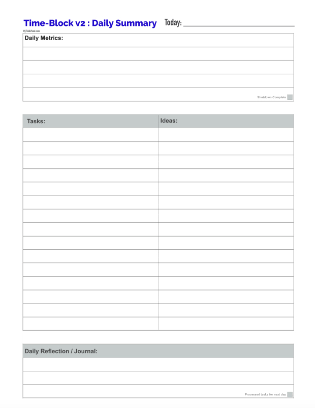 Time-Block Planner(Back Page)